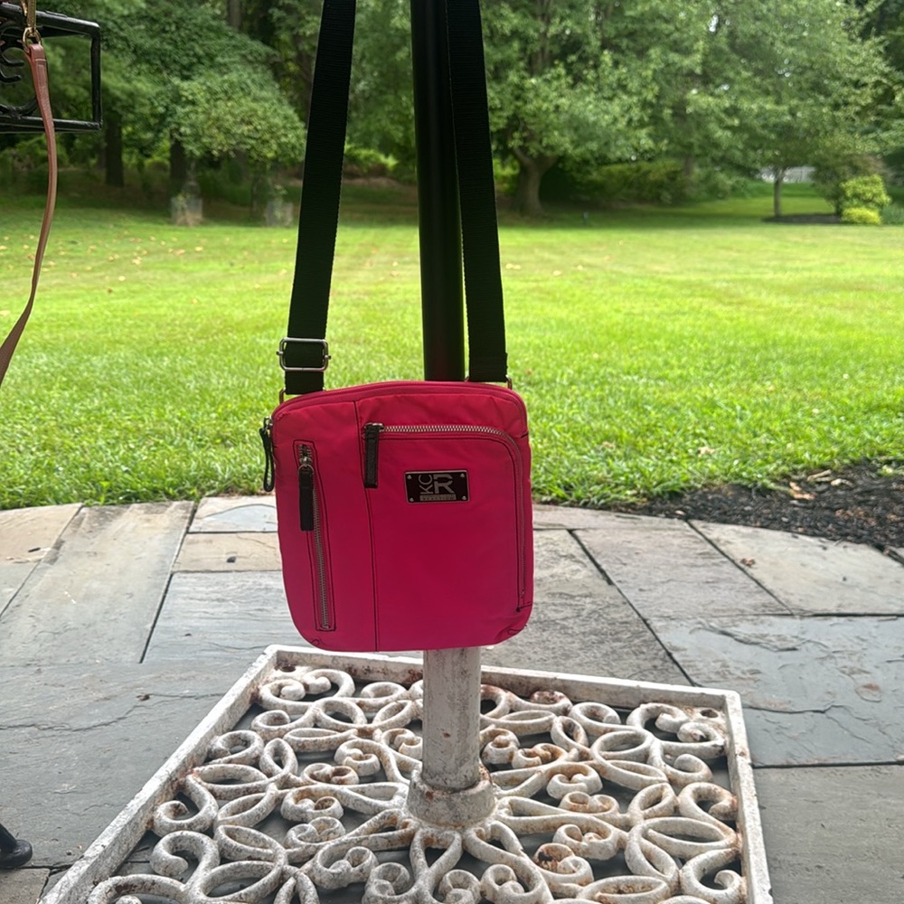 Kennith Cole reaction Pink Crossbody Bag with Black Strap